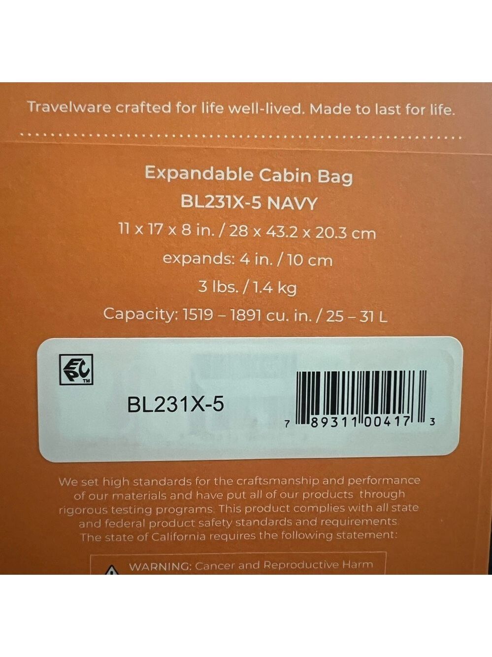 BRIGGS & RILEY BASELINE EXPANDABLE CABIN BAG NEW WITH TAGS NAVY - Picture 14 of 16